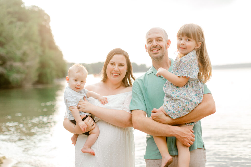 family, daughter, son and husband on a beach